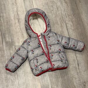 GAP Minnie Mouse Gray and Red Toddler puffer Jacket